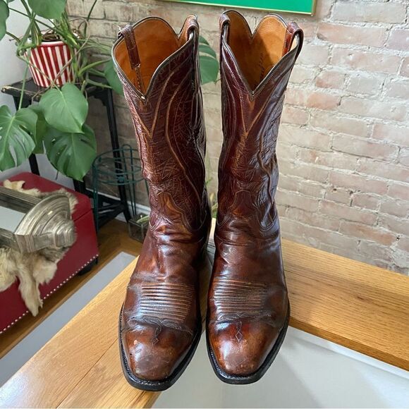 Lucchese USA Goatskin Cowboy Boots Men’s 11.5 Brown Western - Picture 12 of 12